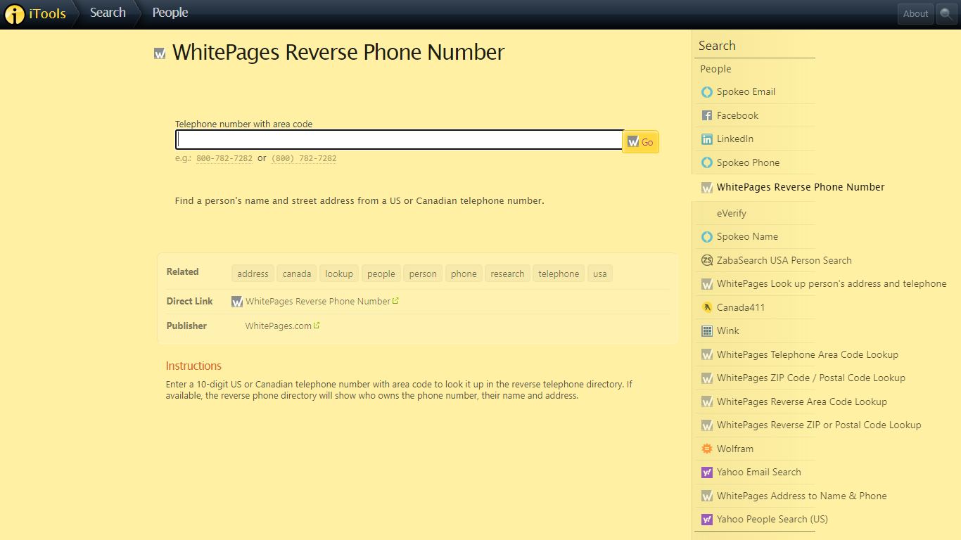 WhitePages Reverse Phone Number - iTools